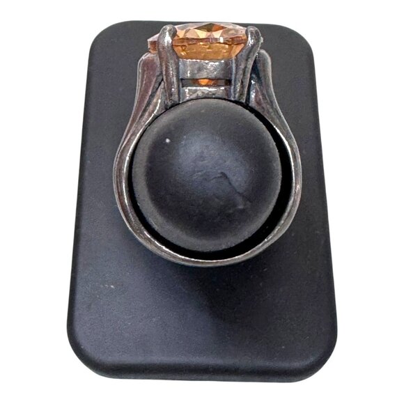 Silpada Sterling Silver 925 Your Highness Poppy Orange CZ Ring Size 6 Statement - Picture 3 of 11